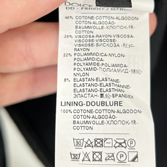 $2245 Dolce & Gabbana Black Cotton Fit & Flare Neoprene Shirt Dress size 44/8 - Picture 12 of 12